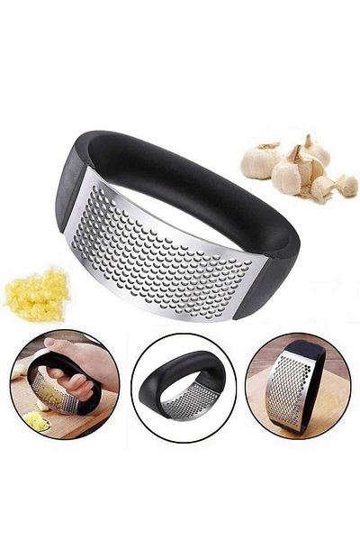 Micostore Presa Usturoi, Zdrobitor Manual, Neagra, Curbata, Inox, Usor De Curatat