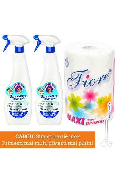 chante clair 2 X Chanteclair Degreaser Bicarbonate Maxi Kitchen Towel, 2 Layers, Gift: Towel Roll Holder