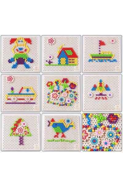 Micostore Joc Mozaic Cu Pioneze, Pixel, Creativ, Din Lemn , Fantacolor
