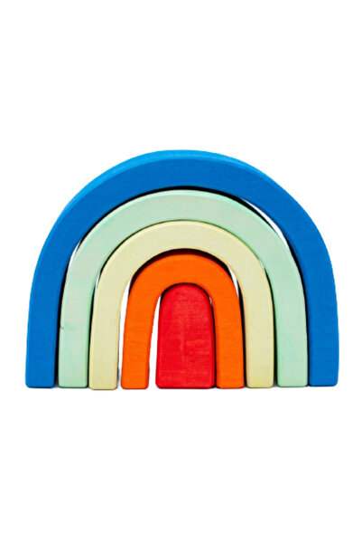 Marc toys Curcubeu Din Lemn, Arcada Mica, Albastru, Set Handmade