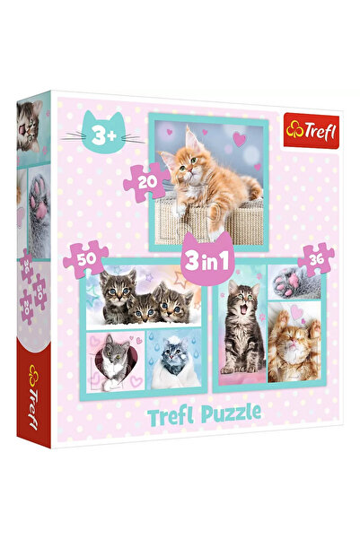 Trefl Puzzle 3in1 Pisicutele Dragalase