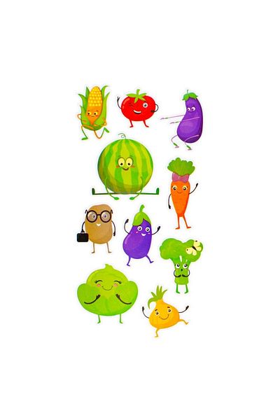 Micostore Fruit and vegetable stickers, stickers for children's creative projects