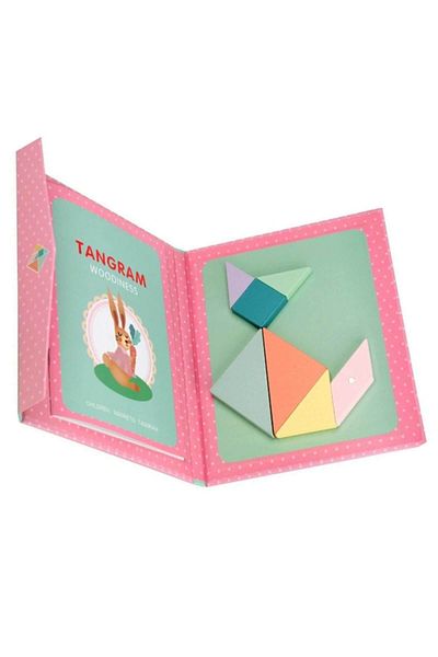 Micostore Magnetic Tangram Game, Book With 7 Magnetic Pieces, 96 Puzzle Models
