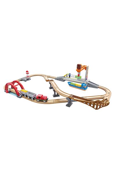 Hape Wooden Toy - Sea And Rail Transport Set (38 PIECES)