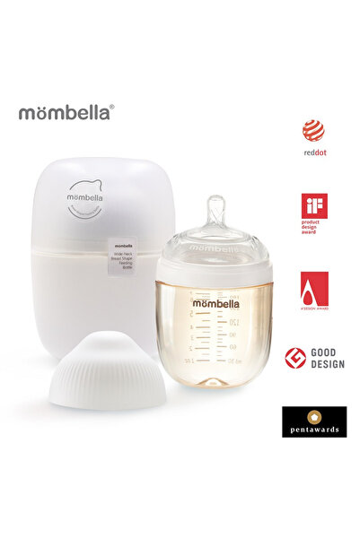 Mombella Biberon Anticolici Breast-like, 210ml, Tetina M Flux Mediu, Ppsu, Ivory