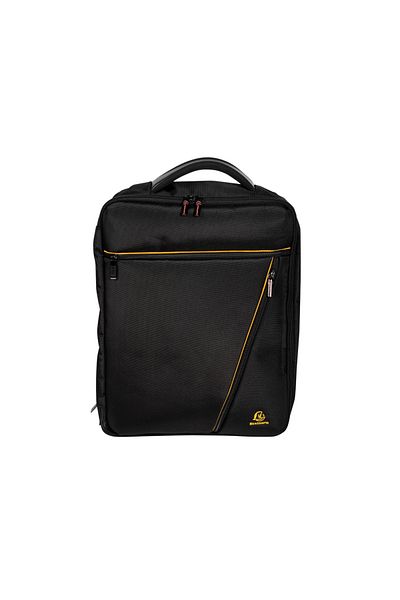 Exacompta Rucsac pentru laptop de 15,6", tip geantă, cu buzunare verticale și orizontale, culoare neagră