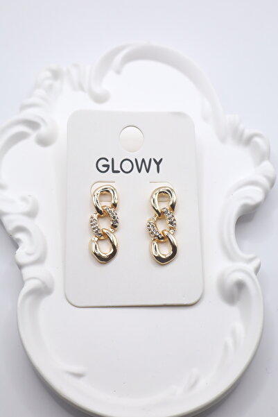 DEMOKAN Kadın Küpe Klasik Zincir Zirkon Taş Detay 3cm Küpe