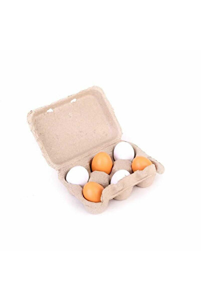 Micostore Set of 6 Wooden Toy Eggs in Cardboard Box