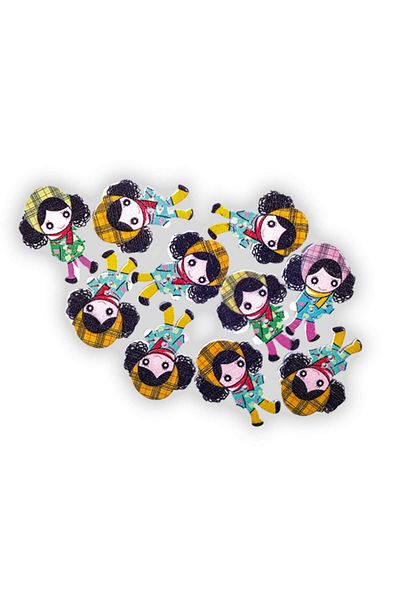 Junior Set de fetițe din lemn natural, 10 figurine colorate