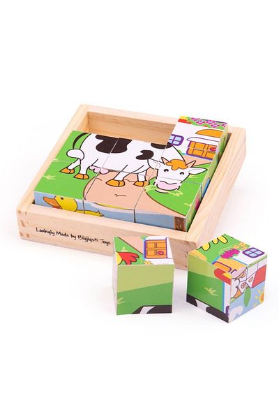 BIGJIGS Toys Cubic Puzzle - Domestic Animals