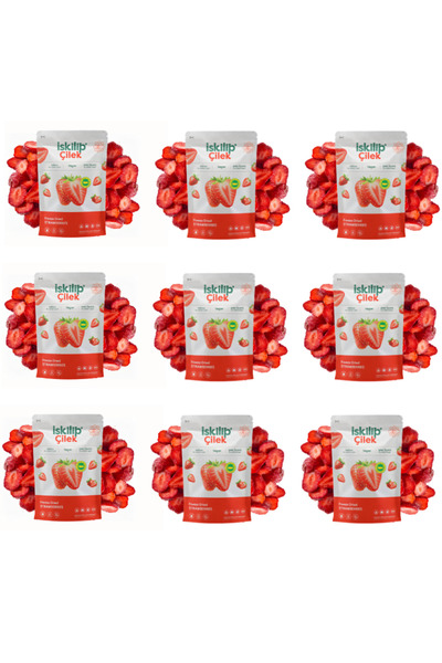 İSKİLİP الفراولة المجففة 9'lu - رقائق فاكهة الفراولة المجففة المجمدة