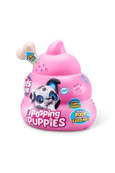 Pets Alive - Jucarie de plus interactiva catelus cu accesorii surpriza, Pooping Puppies