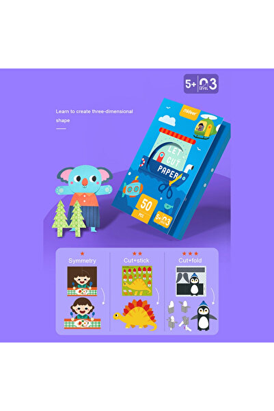 Mideer Set of Activities with Paper Cutting and Trimming Exercises, Let's Cut Paper, Level 03 Advanced