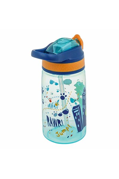 Micostore Παιδικό Μπουκάλι Νερού, Μπουκάλι με Καλαμάκι και Λαβή, 500 Ml, Δεινόσαυρος, Αναδυόμενο, Για Σχολείο και Νηπιαγωγείο
