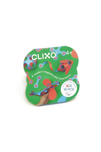 Clixo Magnetic Building Set - Itsy Flamingo & Turquoise (18 PIECES)