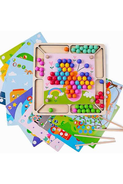 Micostore Joc Montessori de asociere si indemanare cu bile colorate