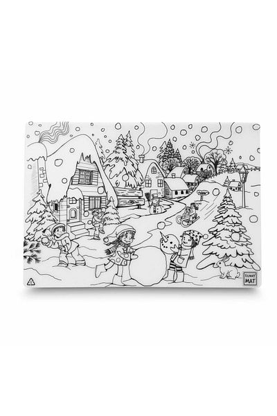 Funny Mat Fișă de colorat, model cu activități de iarnă, reutilizabilă, 48 x 33,5 cm