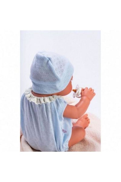 Asivil S.L. Baby Pablo with Blue Suit and Beige Blanket 43cm