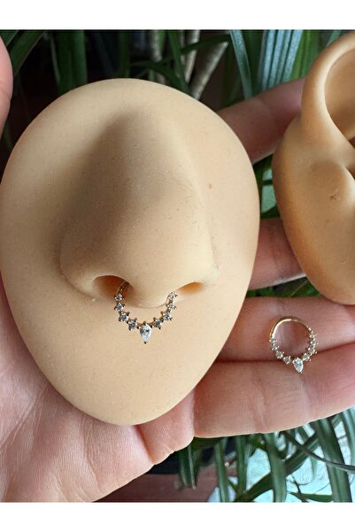 Bylin Cerrahi Çelik Gold Daith, Septum Kilitli Halka Piercing-İç Halka Çapı :...