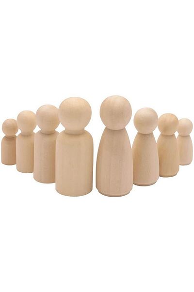 Micostore Set 50 Papusi Din Lemn, Pitici, Figurine De Pictat, Peg Doll