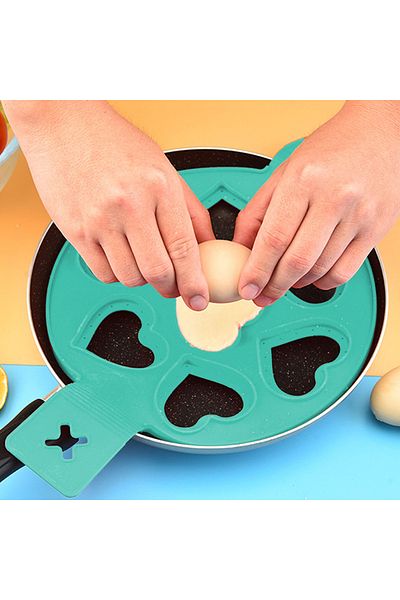 Micostore Silicone Pancake Mold, With Handles, Hearts, Turquoise, 22.7 X 37.2 Cm