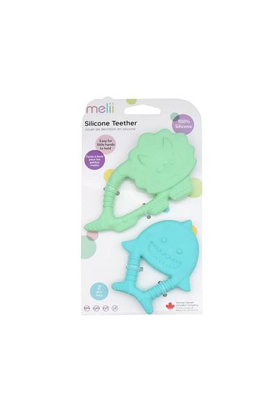 Melii Set of 2 Silicone Teething Toys Dino Shark Model