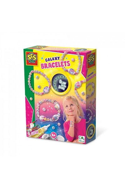 SES Creative Creative Set For Kids - Glow In The Dark Galaxy Themed Bracelets