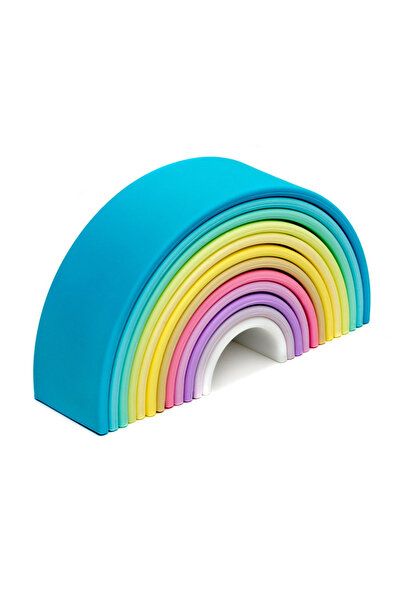 DENA TOYS Rainbow, Joc Montessori De Stivuire, 12 Buc, Nordic