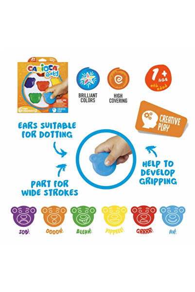 CARIOCA Μωρουδιακά Κραγιόνια με Λαβή, Μωρουδιακά Αρκουδάκια, 1 Έτους, 6 Τεμάχια / Σετ