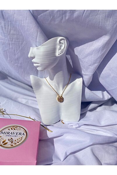 Miravera Jewellery Dört Yapraklı Mıknatıslı Yonca Kalpli Aşk Kolyesi