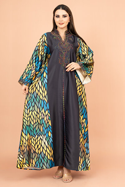 IKKXA جلابية مطرزة بياقة مندرين