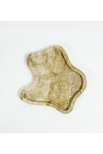 Modestmar Travertine Wave Presentation Plate, Bathroom Organizer, Marble Tray