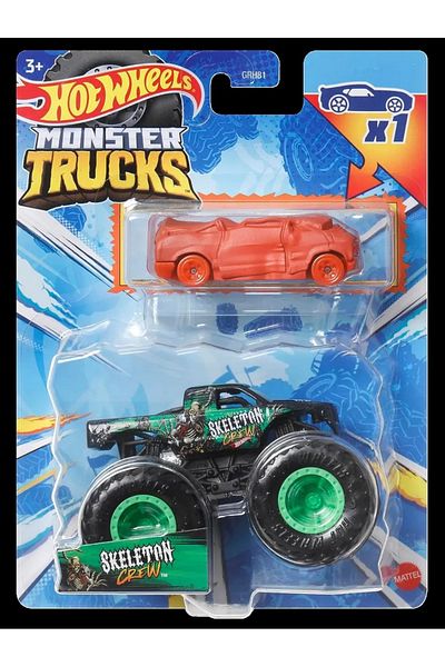 mattel Hot Wheels Monster Truck Si Masinuta Metalica Skeleton Crew