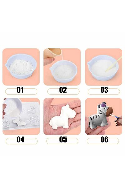 Micostore Wild Animals, Plaster Figurines to Paint for Children, Complete Diy Kit