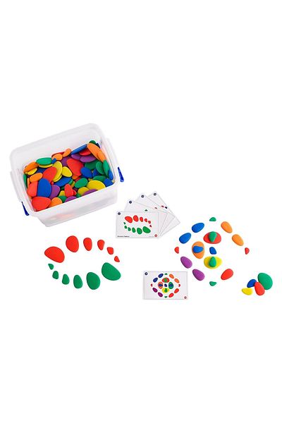 Edx Education Rainbow Pebbles,Classroom Set, 299 piese,Joc educativ STEAM,numarare, matematica, sortare, stivuire