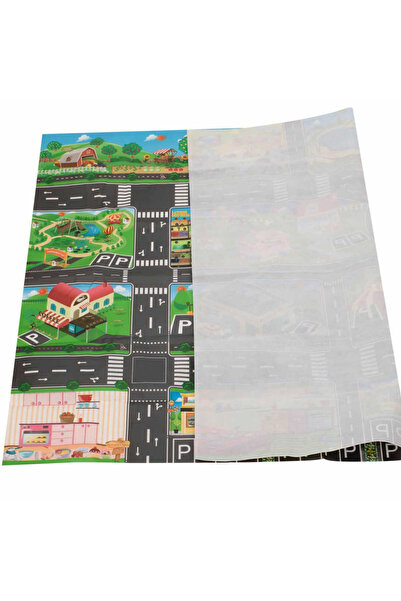 Micostore Children's Carpet with Car Track, 130 X 100 Cm, Circuit with Traffic Signs, Waterproof
