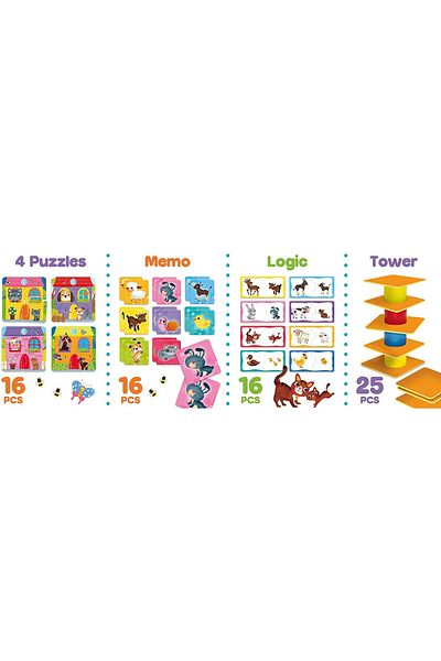 Lisciani 4 In 1 Logic Game - Playful Animals