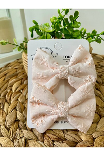 UniqueHandMade El Yapımı Somon Pembe Fisto Ikili Kombin Fiyonk Toka, Tasarım ...