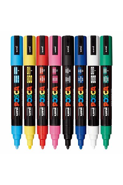 POSCA Set 8 Carioci , Varf 1.8 - 2.5 Mm, Marker Pc-5m, Uni