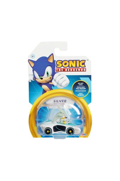 Nintendo Sonic - Vehicul metalic cu figurină 1:64, argintiu, S5