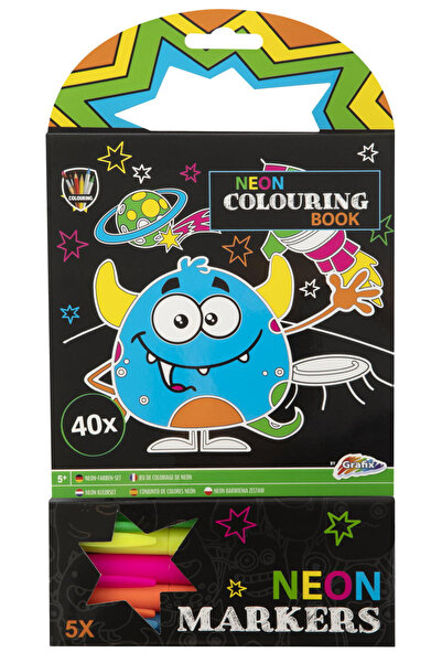 GRAFİX Βιβλίο ζωγραφικής με 5 μαρκαδόρους νέον, μονόκερους