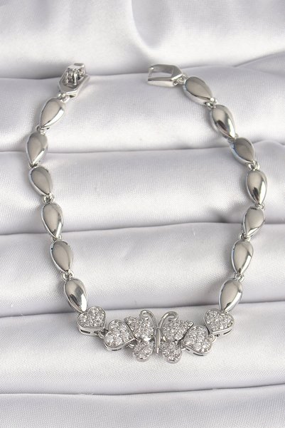 OEM Brass Silver Color Zircon Stone Butterfly Figure Drop Chain Model Women's...