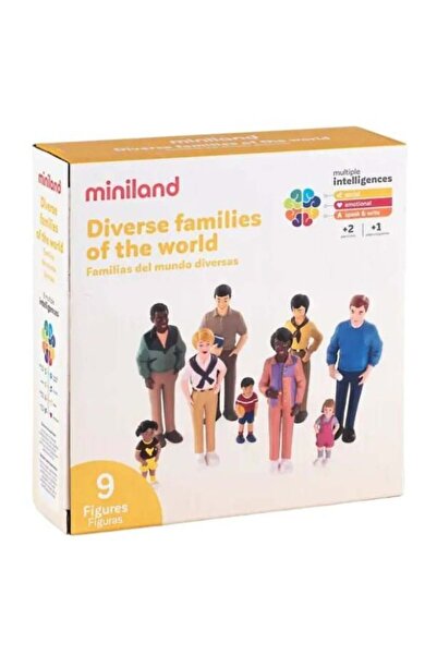 Miniland Set de 9 figurine familiale - Diversitate și integrare etnică, cu ro...