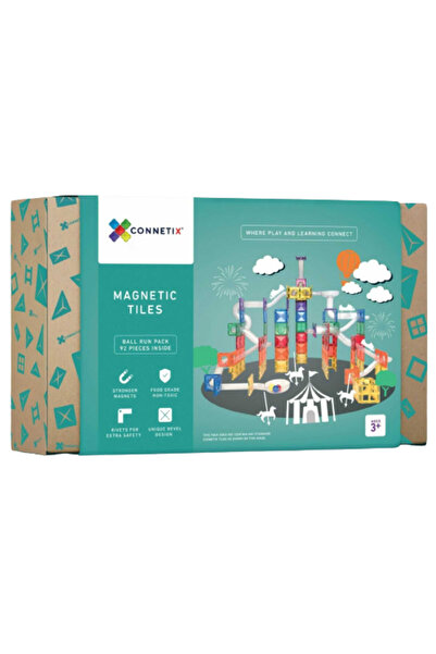 Connetix Set De Constructie Magnetic, 92 Piese, Ball Run Pack, Tiles