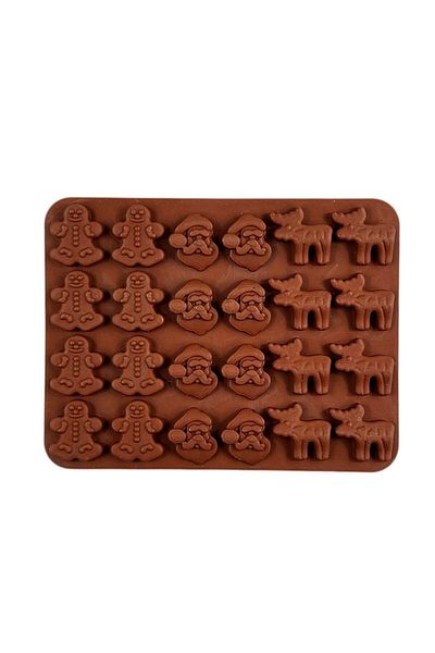 mys silicone Forma silicon pentru jeleuri si ciocolata, 24 cavitati, cu Reni, Mos Craciun si Om de zapada