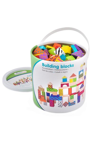 New Classic Toys Set De 100 De Cuburi Din Lemn