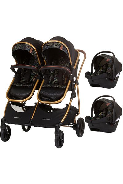 Chipolino Twin Stroller Duo Smart 3 In 1 Obsidian Leaves