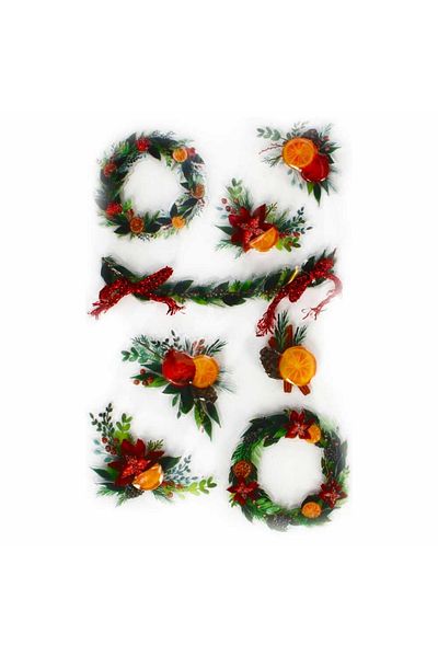 Micostore Decorative Stickers For Greeting Cards, 3d, Festive Wreaths For Christmas