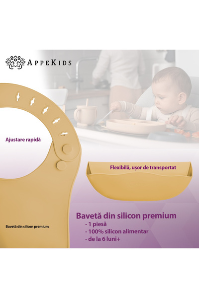 APPEKIDS Σαλιάρα σιλικόνης, - Μέλι