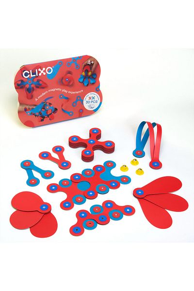 Clicstoys Clixo Magnetic Building Set, Itsy Pack Flamingo, Turquoise 30 Pieces